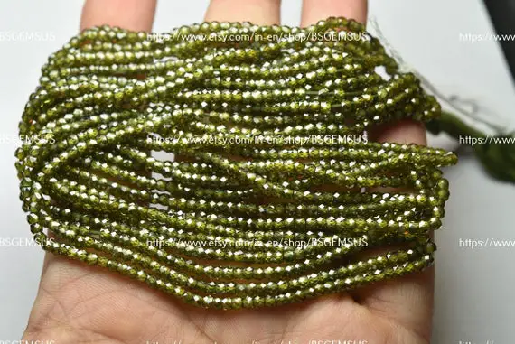 13 Inches Strand,vessonite Green Zircon Faceted Rondelle,size.3mm