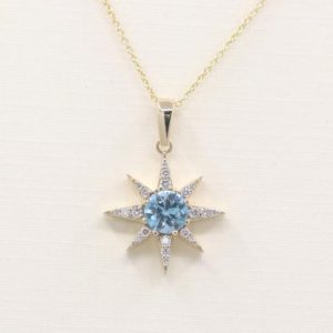 Shop Zircon Necklaces! 14K Blue Zircon Diamond Star Necklace / Blue Zircon Necklace / Blue Zircon Pendant / Star Necklace / Simple Necklace / December Birthstone | Natural genuine Zircon necklaces. Buy crystal jewelry, handmade handcrafted artisan jewelry for women.  Unique handmade gift ideas. #jewelry #beadednecklaces #beadedjewelry #gift #shopping #handmadejewelry #fashion #style #product #necklaces #affiliate #ad
