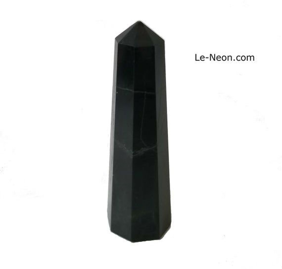 1 Black Onyx Tower Wand Point, Black Onyx Polished, Grade "a"
