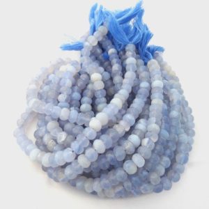1 Strand Natural Blue Lace Agate Faceted Rondelle Shape Gemstone Beads, 8 Inch Strand, Rare Beads, Lace Agate Beads, Wholesale Beads | Natural genuine rondelle Blue Lace Agate beads for beading and jewelry making.  #jewelry #beads #beadedjewelry #diyjewelry #jewelrymaking #beadstore #beading #affiliate #ad