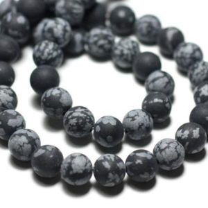 Shop Snowflake Obsidian Round Beads! 10pc – Stone Beads – Obsidian Snowflake Speckled Balls 8mm Mat Frosted Sandblast – 8741140022324 | Natural genuine round Snowflake Obsidian beads for beading and jewelry making.  #jewelry #beads #beadedjewelry #diyjewelry #jewelrymaking #beadstore #beading #affiliate #ad