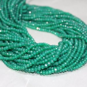 Shop Onyx Beads! 13.5"inches Natural Faceted green onyx Rondelle Beads 2.5mm-3mm or 3mm-3.5mm | Natural genuine beads Onyx beads for beading and jewelry making.  #jewelry #beads #beadedjewelry #diyjewelry #jewelrymaking #beadstore #beading #affiliate #ad
