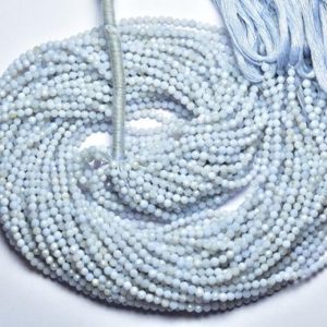 Shop Blue Lace Agate Rondelle Beads! 13 inches – Natural Beautiful Micro Cut Faceted Blue Lace Agate Rondelle – Size is 2.8 mm #1551 | Natural genuine rondelle Blue Lace Agate beads for beading and jewelry making.  #jewelry #beads #beadedjewelry #diyjewelry #jewelrymaking #beadstore #beading #affiliate #ad