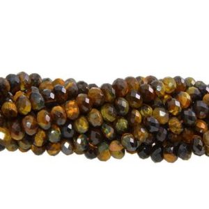 Shop Tiger Eye Rondelle Beads! 15 1/2 IN 10 mm Blue and Yellow Tiger Eye Faceted Rondelle Gemstone Beads (TE100125) | Natural genuine rondelle Tiger Eye beads for beading and jewelry making.  #jewelry #beads #beadedjewelry #diyjewelry #jewelrymaking #beadstore #beading #affiliate #ad