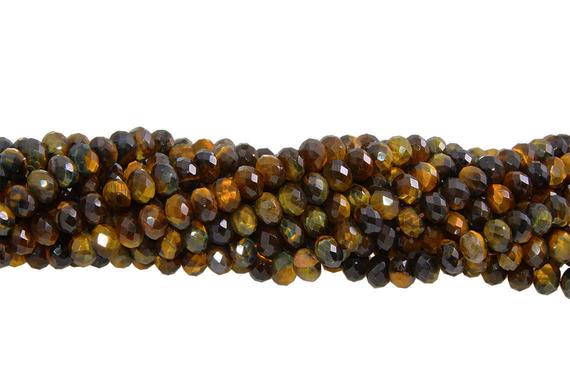 15 1/2 In 10 Mm Blue And Yellow Tiger Eye Faceted Rondelle Gemstone Beads (te100125)