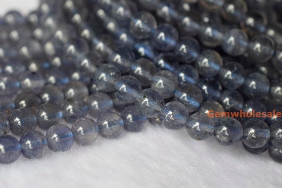 15.5"  Natural 6mm Lolite Stone Round Beads, Light Purple Blue Gemstone, High Quality Semi Precious Stone