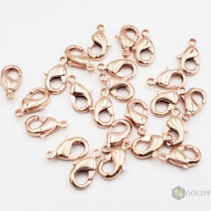 Shop Clasps for Making Jewelry! 10 pcs high quality shiny rose gold brass large 12mm jewelry clasps, bracelet clasp, necklace clasp, lobster clasps B002-BRG-LG | Shop jewelry making and beading supplies, tools & findings for DIY jewelry making and crafts. #jewelrymaking #diyjewelry #jewelrycrafts #jewelrysupplies #beading #affiliate #ad
