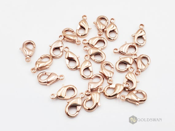 10 Rose Gold Brass Lobster Clasps: 12mm Jewelry Making Supplies
