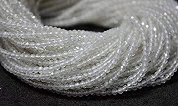 3.5mm White Topaz Faceted Beads Rondelle Aaa Quality Gemstone, 13.5" White Topaz Rondelle Beads Faceted Gemstone, White Topaz Faceted Beads