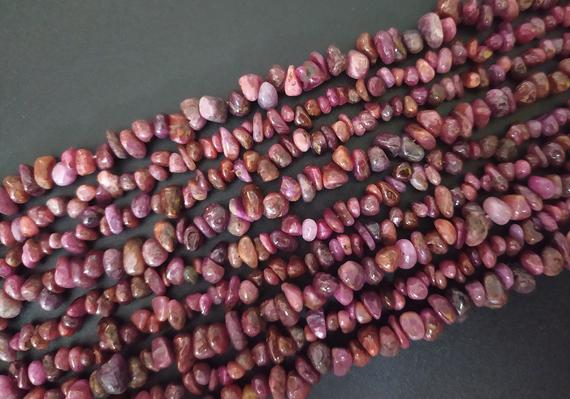 8" Strand Natural Ruby Smooth Uncut Chips Gemstone Beads Loose Beads Raw Nugget Uncut Chips Ruby Aaa Quality Jewelry Making Crafts
