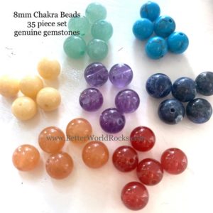 Shop Chakra Beads! 35 pc. 8mm Chakra Crystal Beads, Chakra Stones, Beads for Bracelets and Beaded Jewelry, Healing Crystals, 5 each of 7 stones,  1/3 inch ea | Shop jewelry making and beading supplies, tools & findings for DIY jewelry making and crafts. #jewelrymaking #diyjewelry #jewelrycrafts #jewelrysupplies #beading #affiliate #ad