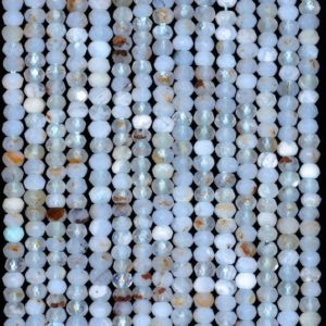 Shop Blue Lace Agate Rondelle Beads! 3x2mm Chalcedony Blue Lace Agate Gemstone Grade A Fine Faceted Cut Rondelle Loose Beads 15.5 inch Full Strand (80001653-790) | Natural genuine rondelle Blue Lace Agate beads for beading and jewelry making.  #jewelry #beads #beadedjewelry #diyjewelry #jewelrymaking #beadstore #beading #affiliate #ad