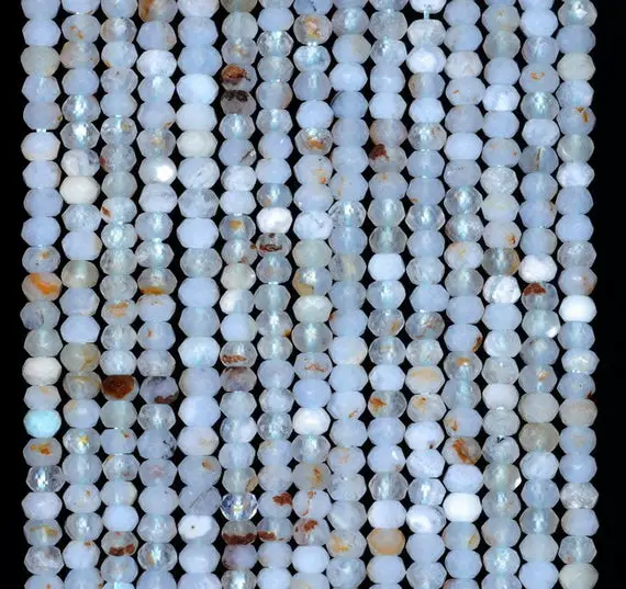 3x2mm Chalcedony Blue Lace Agate Gemstone Grade A Fine Faceted Cut Rondelle Loose Beads 15.5 Inch Full Strand (80001653-790)