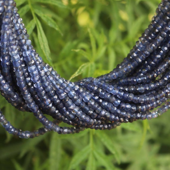 4mm To 4.5mm Iolite Beads Rondelles , Natural Iolite  Faceted Beads  Iolite  Rondelle Beads Iolite  Beads Strand Beadsforyouin Sku- Cc047