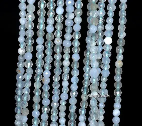 4x3mm Blue Lace Agate Gemstone Blue Faceted Rondelle Loose Beads 15.5 Inch Full Strand (90192041-343)
