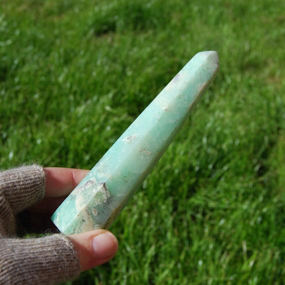 5.5in 144g Large Green Chrysoprase Crystal Tower