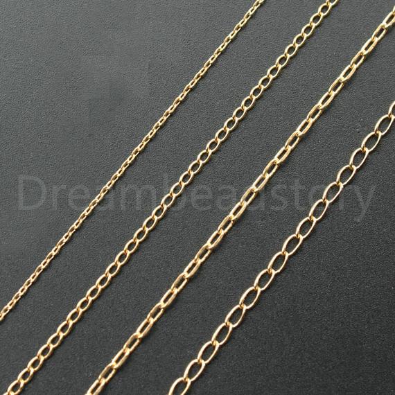 5-50 Meters 18k Gold Plated Brass Cable Chain/ Metal Necklace Bracelet Jewelry Chains/ Rolo Link Chain Finding Wholesale