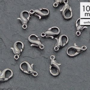 Shop Clasps for Making Jewelry! Carabiner hook small 10 x 6 mm jewelry closures anthracite black | Shop jewelry making and beading supplies, tools & findings for DIY jewelry making and crafts. #jewelrymaking #diyjewelry #jewelrycrafts #jewelrysupplies #beading #affiliate #ad