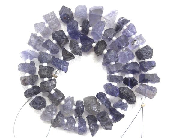 50 Pieces Natural Iolite Gemstone, Uneven Shape Rough, Size 6-8 Mm Center Drilled Raw, Blue Iolite Rough,making Jewelry Wholesale Price
