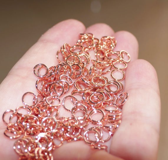 50x Rose Gold Open Jump Rings 3mm/4mm/5mm/6mm/7mm/8mm/ 10mm/12mm/14mm/16mm Clasp Connector, Jewelry Findings, Beading Supplies D358