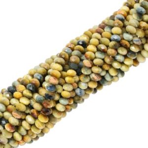 Shop Tiger Eye Rondelle Beads! 5x8mm Faceted Yellow Tiger Eye Rondelle Bead Strand (16 Inches Long) | Natural genuine rondelle Tiger Eye beads for beading and jewelry making.  #jewelry #beads #beadedjewelry #diyjewelry #jewelrymaking #beadstore #beading #affiliate #ad