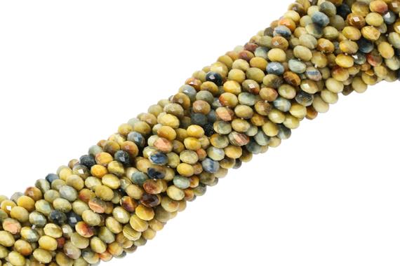 5x8mm Faceted Yellow Tiger Eye Rondelle Bead Strand (16 Inches Long)