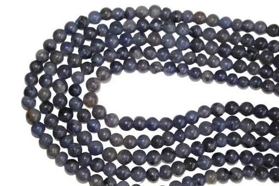 6-7 Mm Natural Iolite Smooth Round Gemstone Beads,13" Strand, 45+ Aaa Quality Iolite Beads Strand For Jewelry Making Craft, Wholesale Beads