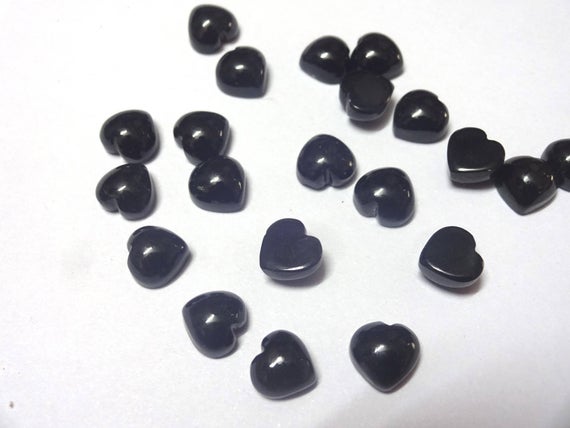 6 Mm Black Spinel Cab, 8 Mm/ 10mm ,black Spinel Smooth Heart Shape Cabochon. Tiny Gems, Tiny Cab, Superb Gems For Jewellery