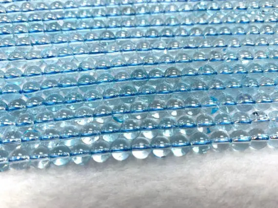 6mm Half Strand Blue Topaz Round Beads- Top Quality, Length 20 Cm - 100% Natural Blue Topaz Beads