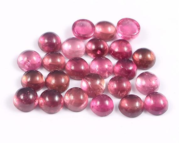 Natural Pink Tourmaline Cabochon 6mm Pink Color Tourmaline Good Quality Hand-made Loose Gemstone For Jewelry Making Whole Lot 27pieces