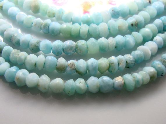 7" Strand, Larimar Faceted Rondelle Beads, 3-4mm, B-0168