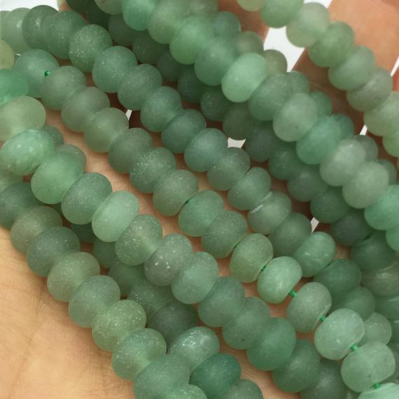 8 Mm Matte Green Aventurine Rondelle Beads, Gemstone Beads ,  Wholesale Beads, Per Strand