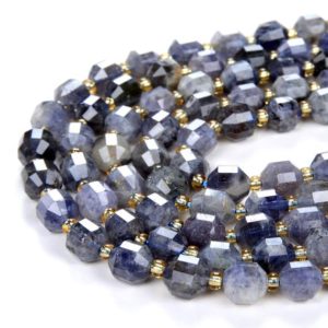 Shop Iolite Faceted Beads! 8MM Natural Iolite Gemstone Grade A Faceted Prism Double Point Cut Loose Beads (D37) | Natural genuine faceted Iolite beads for beading and jewelry making.  #jewelry #beads #beadedjewelry #diyjewelry #jewelrymaking #beadstore #beading #affiliate #ad