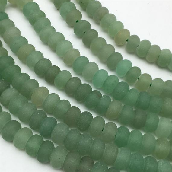 8x5mmmatte Aventurine Rondelle Beads , Green Aventurine Gemstone Loose Beads Full Strand