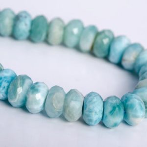 9x5MM Sky Blue Larimar Beads Grade A Genuine Natural Gemstone Half Strand Faceted Rondelle Loose Beads 7.5" Bulk Lot Options (113169h-3598) | Natural genuine faceted Larimar beads for beading and jewelry making.  #jewelry #beads #beadedjewelry #diyjewelry #jewelrymaking #beadstore #beading #affiliate #ad