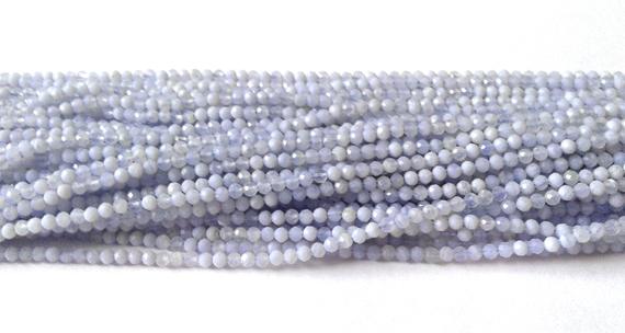 Aaa Blue Lace Agate Faceted Rondelle Beads 3mm 13" Long Strand. Jewelry Making Beads. Blue Lace Agate Faceted Beads. Faceted Rondelle.