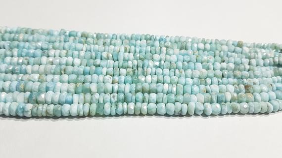 Aaa+++1 Strand Natural Larimar Faceted Rondelle Beads/larimar Faceted Rondelle Beads/3.50mm To 6.50mm/16" Length.