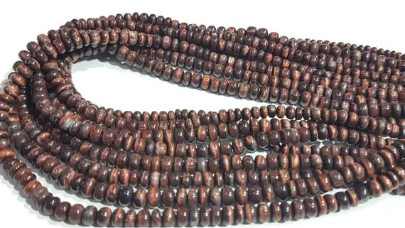 Aaa+++1 Strand Natural Red Tiger Plain Rondelle Beads/red Tiger Smooth Plain Rondelle Beads/4.60mm To 6.60mm/16.50" Length.