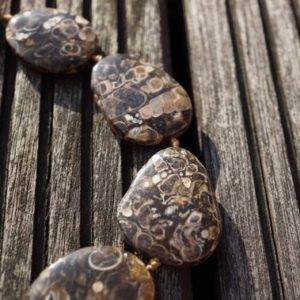 Shop Agate Bead Shapes! Turritella agate 21-30mm freeform beads (ETB00341) | Natural genuine other-shape Agate beads for beading and jewelry making.  #jewelry #beads #beadedjewelry #diyjewelry #jewelrymaking #beadstore #beading #affiliate #ad