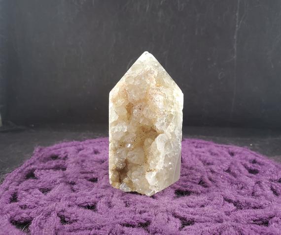 Druzy Agate Geode Half Polished Point Healing Stones Generator Tower Crystal Self Standing Natural Druzy Vugs
