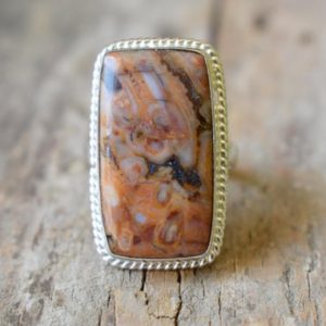 Shop Agate Rings! indonesian palm root fossil agate gemstone ring, Statement ring , 925 sterling silver, gemstone silver ring , women jewellery gift #B303 | Natural genuine Agate rings, simple unique handcrafted gemstone rings. #rings #jewelry #shopping #gift #handmade #fashion #style #affiliate #ad