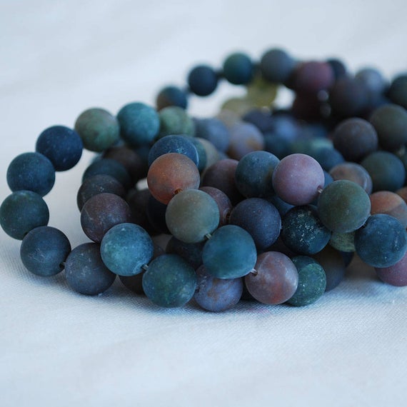 High Quality Grade A Natural Indian Agate - Matte - Semi-precious Gemstone Round Beads - 4mm, 6mm, 8mm, 10mm, 12mm Sizes - 15" Strand