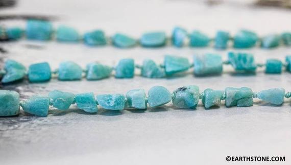 S-m/ Amazonite 6-8mm Rough Nugget Beads 15.5" Strand Natural Blue Green Gemstone Beads Size Varies For Crafts, Diy Jewelry Making