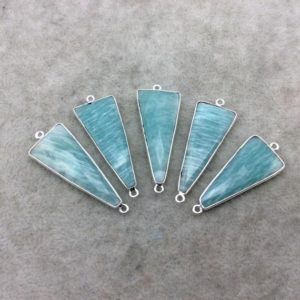 Shop Amazonite Faceted Beads! Green Amazonite  Bezel | Silver Finish Faceted Triangle Shape Bezel – Plated Copper Connector Component ~ 15mm x 35mm – Sold Individually | Natural genuine faceted Amazonite beads for beading and jewelry making.  #jewelry #beads #beadedjewelry #diyjewelry #jewelrymaking #beadstore #beading #affiliate #ad