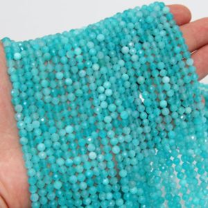 Shop Amazonite Faceted Beads! Natural Russian Amazonite Faceted Round Beads,2mm 3mm 4mm 15.3In Full Strand Loose Faceted Round Beads,Genuine Amazonite Gemstone Beads. | Natural genuine faceted Amazonite beads for beading and jewelry making.  #jewelry #beads #beadedjewelry #diyjewelry #jewelrymaking #beadstore #beading #affiliate #ad