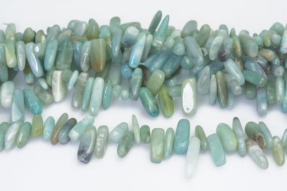 Chinese Amazonite Stick Beads - Blue Amazonite Spike Beads For Necklace - Green Beads For Earrings - Natural Green Stone Beads -15inch