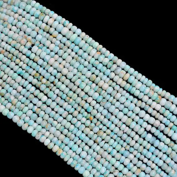 Amazonite 5mm-8mm Smooth Rondelle Beads | 13inch Strand | Natural Amazonite Semiprecious Gemstone Far Size Rondelle Beads For Jewelry Making
