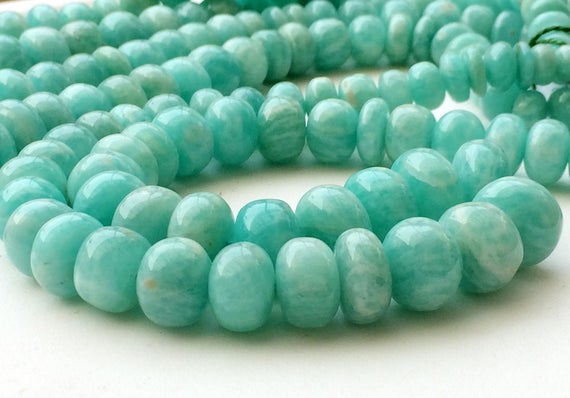 7-15mm Amazonite Plain Rondelle Beads, Amazonite Plain Beads For Jewelry, Sea Foam Amazonite Plain Beads (4.5in To9in Options) - Krs226