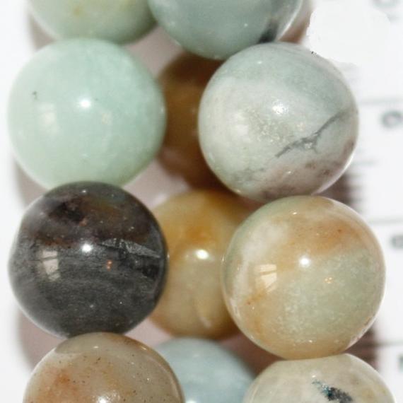 Genuine Amazonite Beads - Round 10 Mm Gemstone Beads - Full Strand 15 1/2", 37 Beads, A Quality