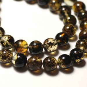Shop Amber Beads! Thread 20cm 25pc approx – Pearls Stone Natural Amber Baltic Balls 8mm Yellow honey green black | Natural genuine beads Amber beads for beading and jewelry making.  #jewelry #beads #beadedjewelry #diyjewelry #jewelrymaking #beadstore #beading #affiliate #ad